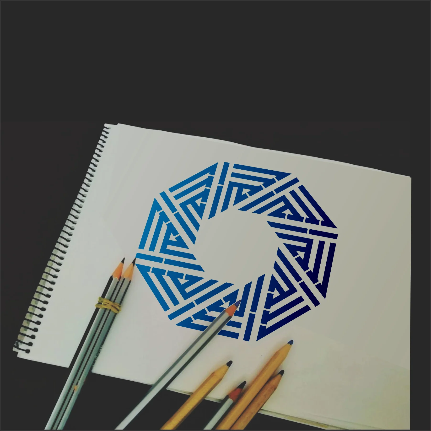 Allah Name in Kufic Round Calligraphy Islamic Reusable Stencil for Canvas and wall painting.ID# 4196 - Image 5