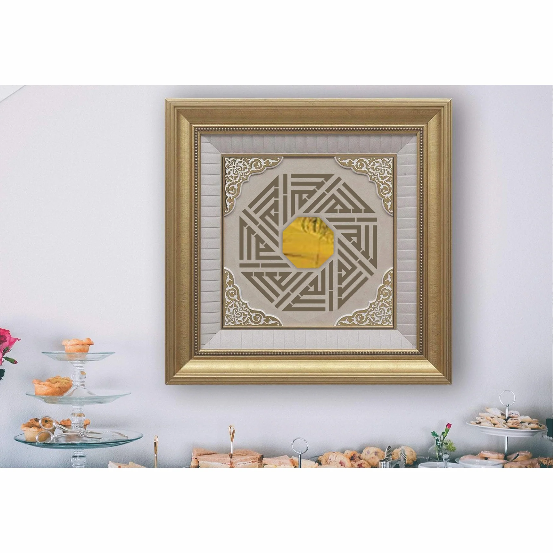 Allah Name in Kufic Round Calligraphy Islamic Reusable Stencil for Canvas and wall painting.ID# 4196 - Image 6