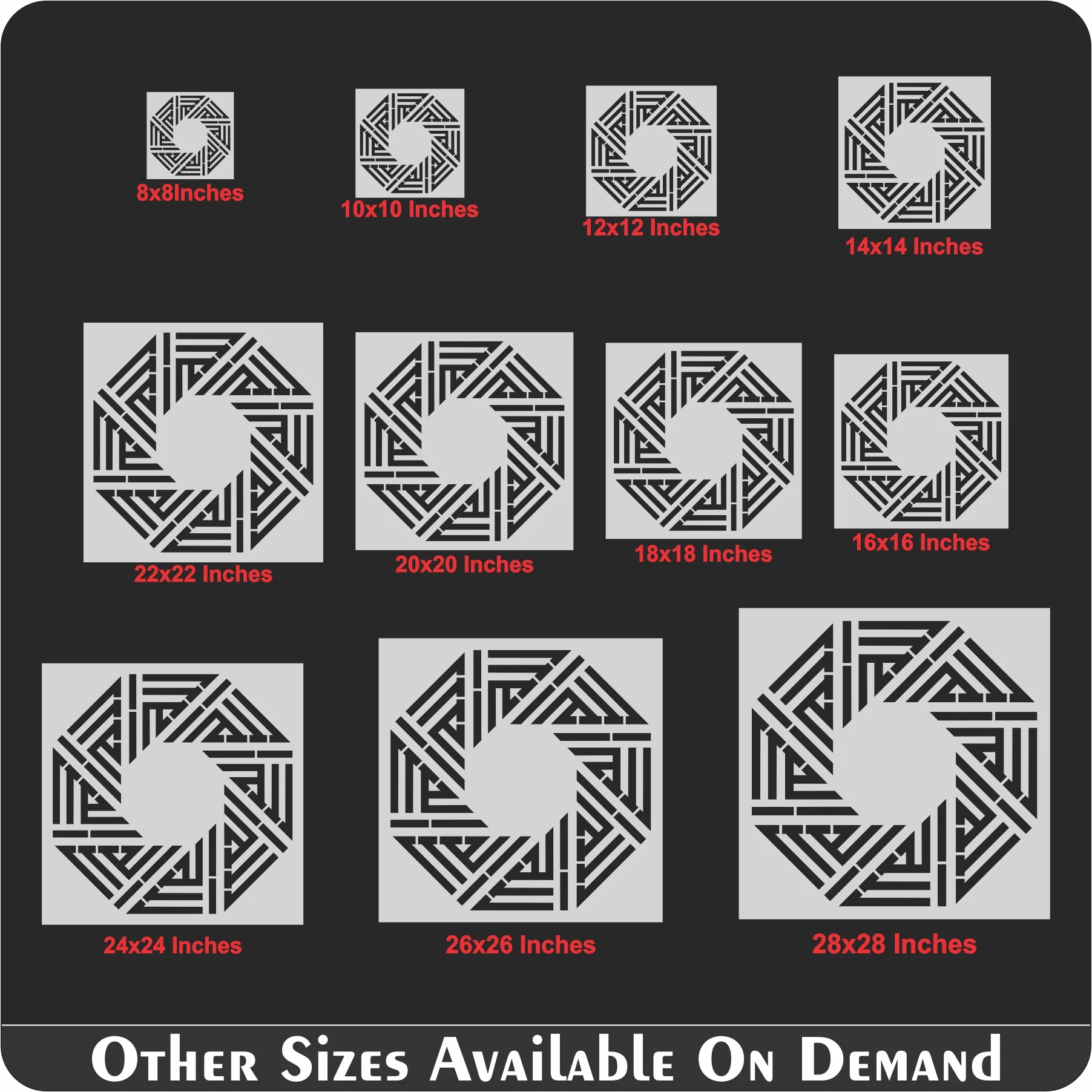 Allah Name in Kufic Round Calligraphy Islamic Reusable Stencil for Canvas and wall painting.ID# 4196 - Image 7