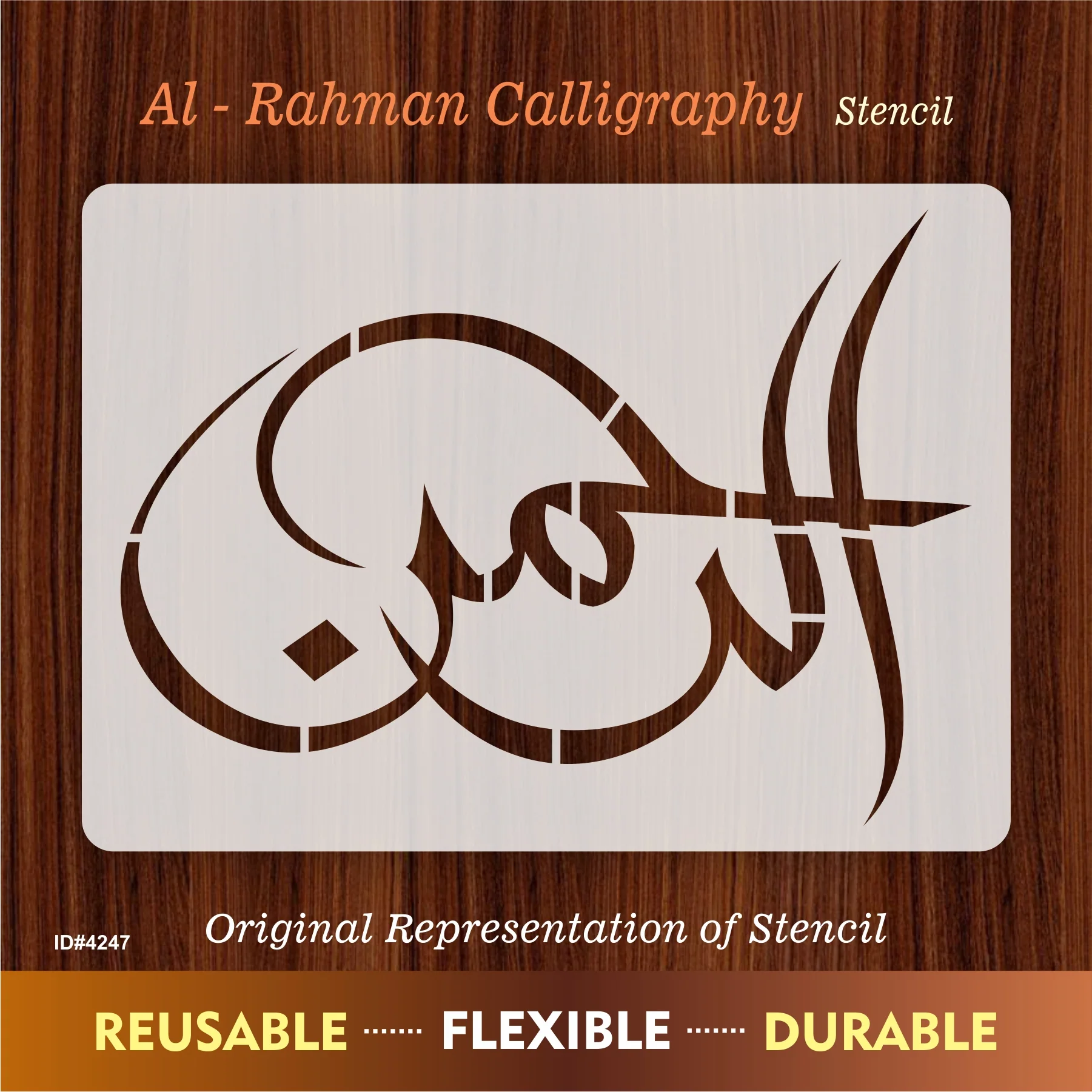 Ar-Rahman Calligraphy Islamic Reusable Stencil for Canvas and wall painting.ID#4247 - Image 8