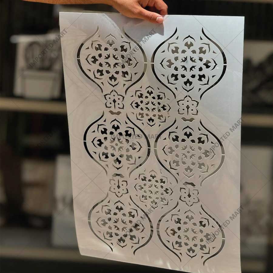 Arabesque Pattern Stencil for Wall, Furniture & Tile Art – Moroccan Geometric Design – ID# 723