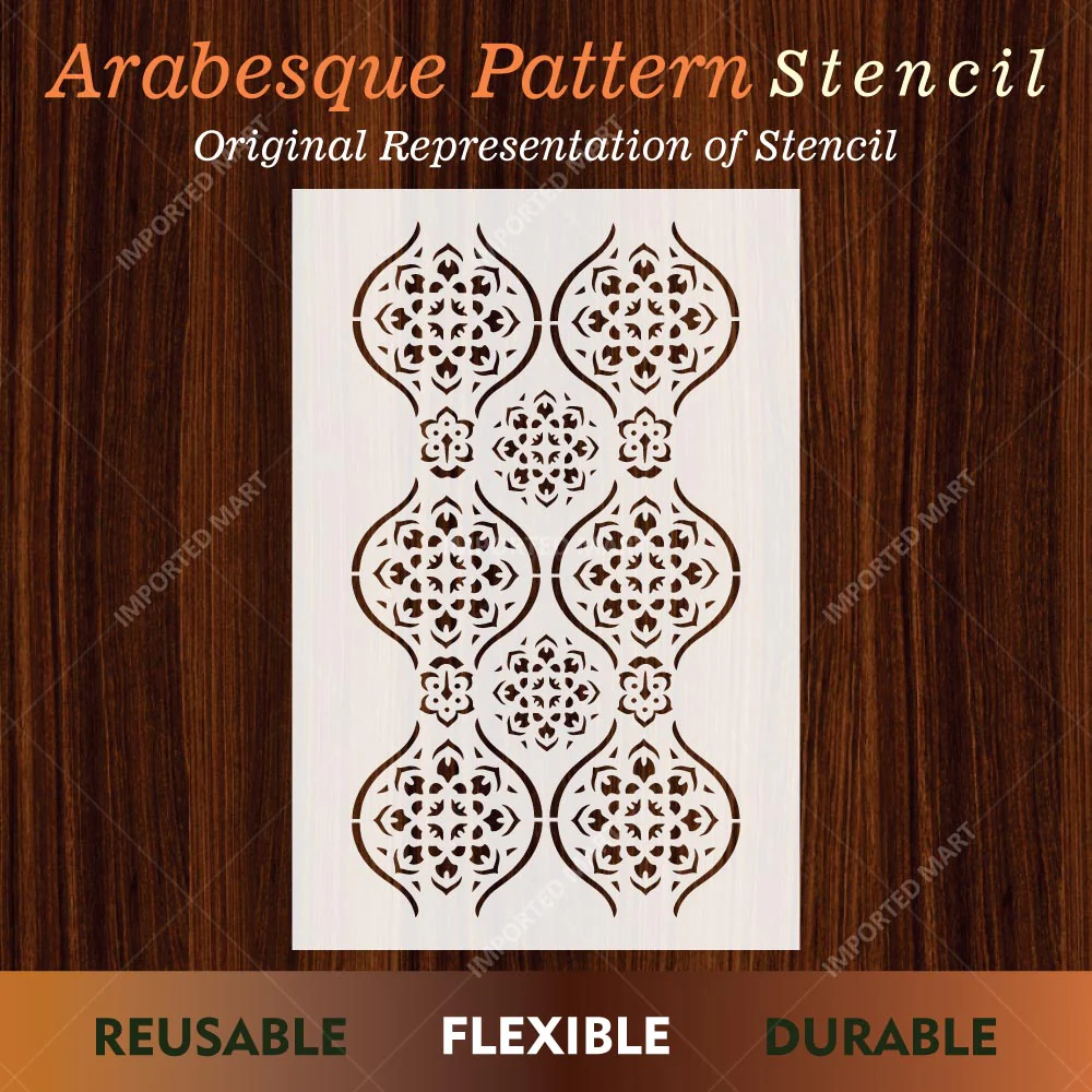 Arabesque Pattern Stencil for Wall, Furniture & Tile Art – Moroccan Geometric Design – ID# 723 - Image 3