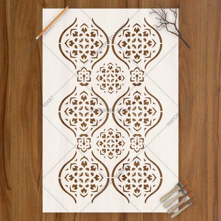 Arabesque Pattern Stencil for Wall, Furniture & Tile Art – Moroccan Geometric Design – ID# 723 - Image 4