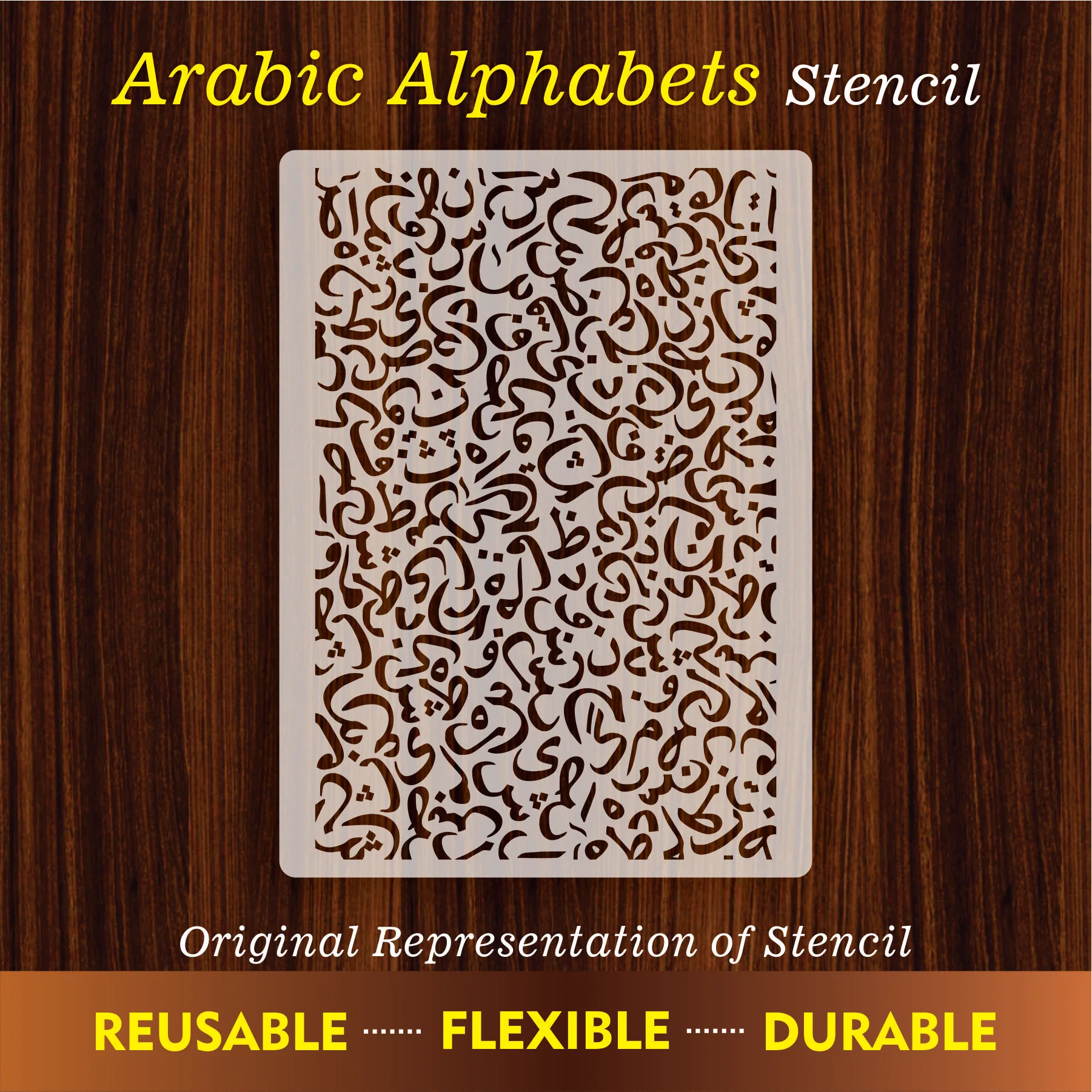 Arabic Alphabet Calligraphy Islamic Reusable Stencil for Canvas and wall painting.ID# 324 - Image 8