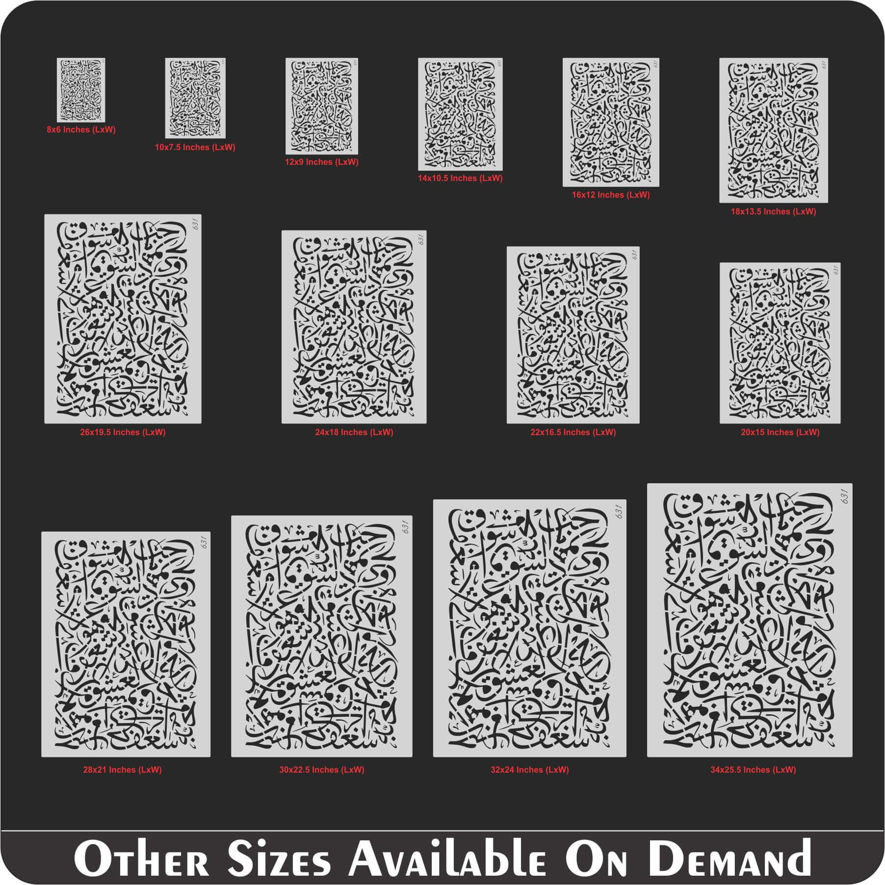 Arabic Script Calligraphy Islamic Reusable Stencil for Canvas and wall painting.ID# 631 - Image 9