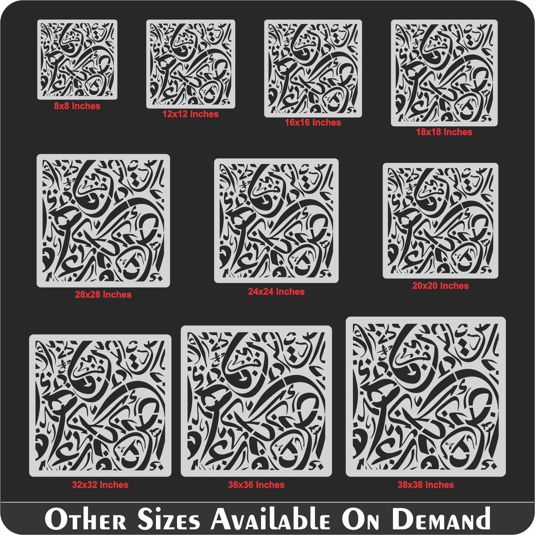 Arabic Alphabets Calligraphy Islamic Reusable Stencil for Canvas and wall painting.ID#4161 - Image 8