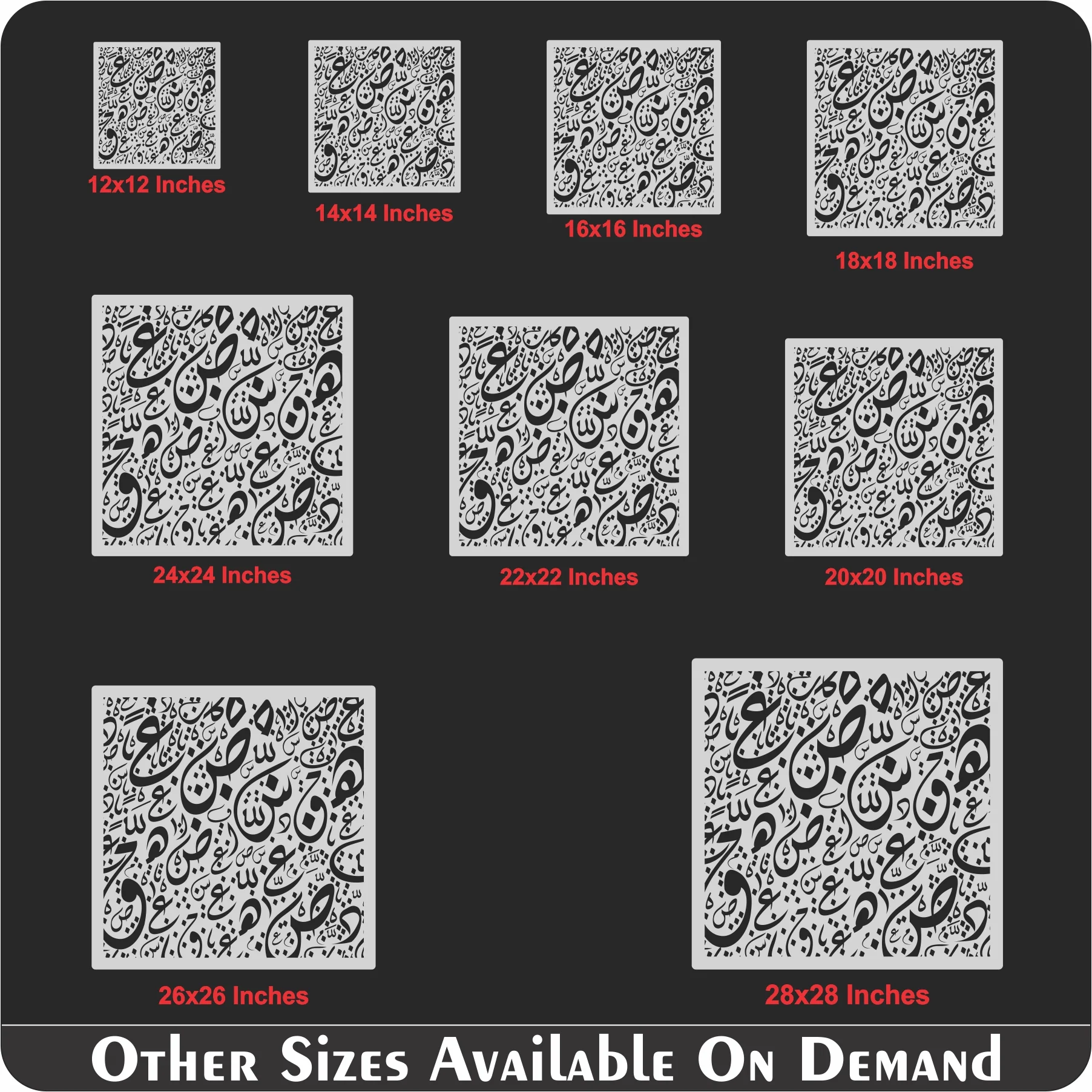 Arabic Alphabets Calligraphy Islamic Reusable Stencil for Canvas and wall painting.ID# 4214 - Image 7