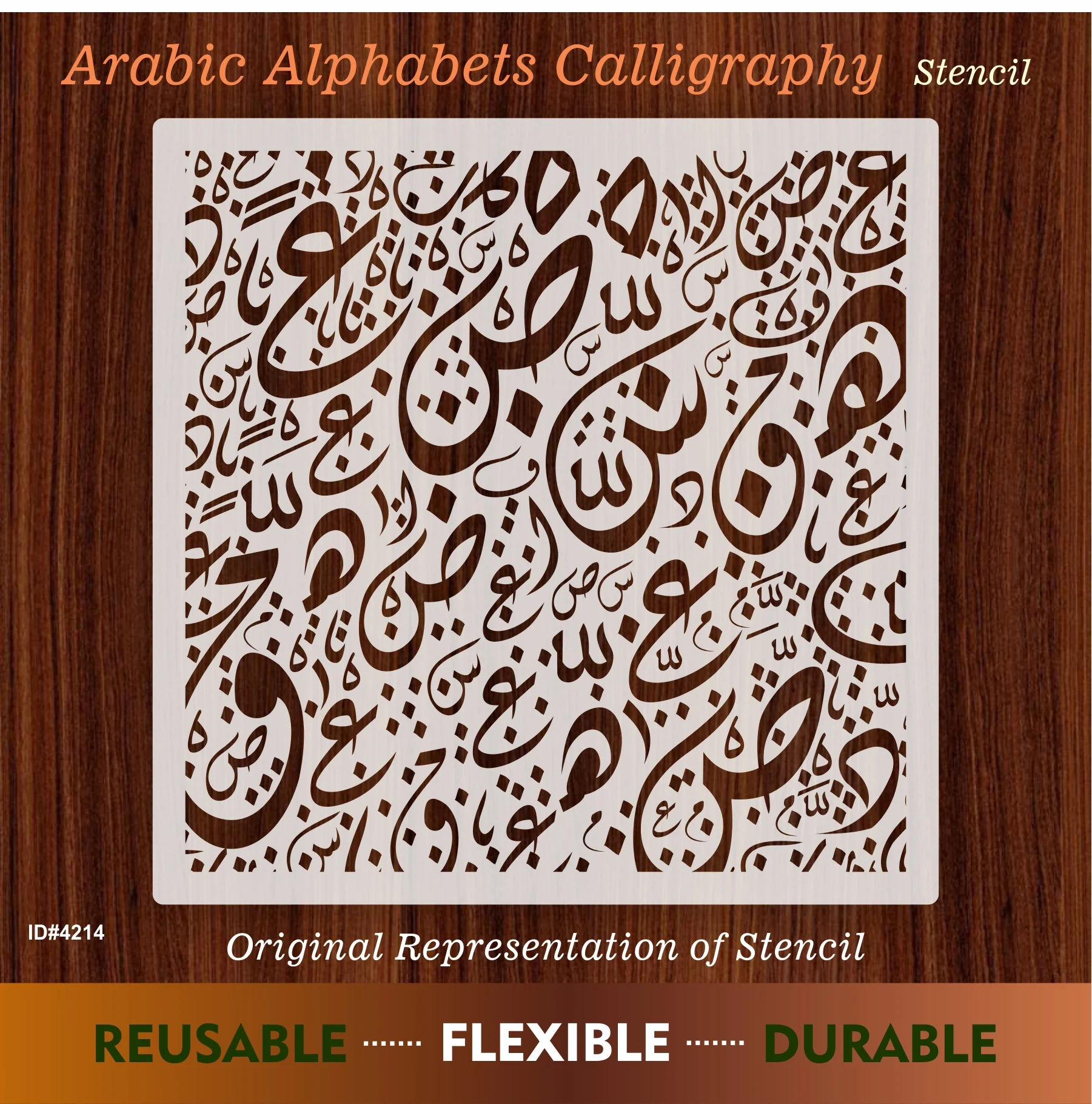 Arabic Alphabets Calligraphy Islamic Reusable Stencil for Canvas and wall painting.ID# 4214 - Image 8