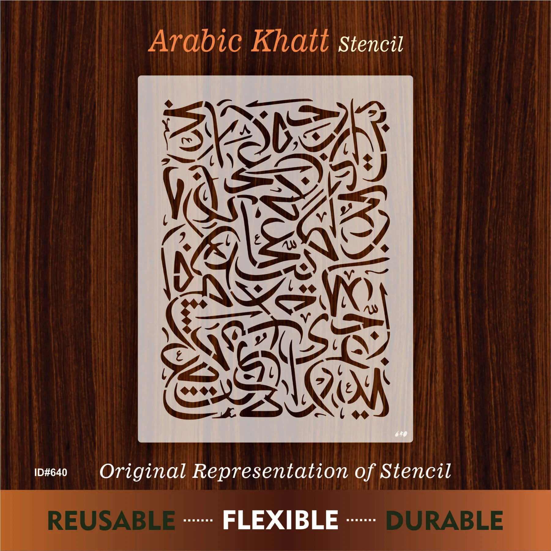Arabic Khatt Calligraphy Art Reusable Stencil for Canvas and wall painting.ID#640 - Image 4