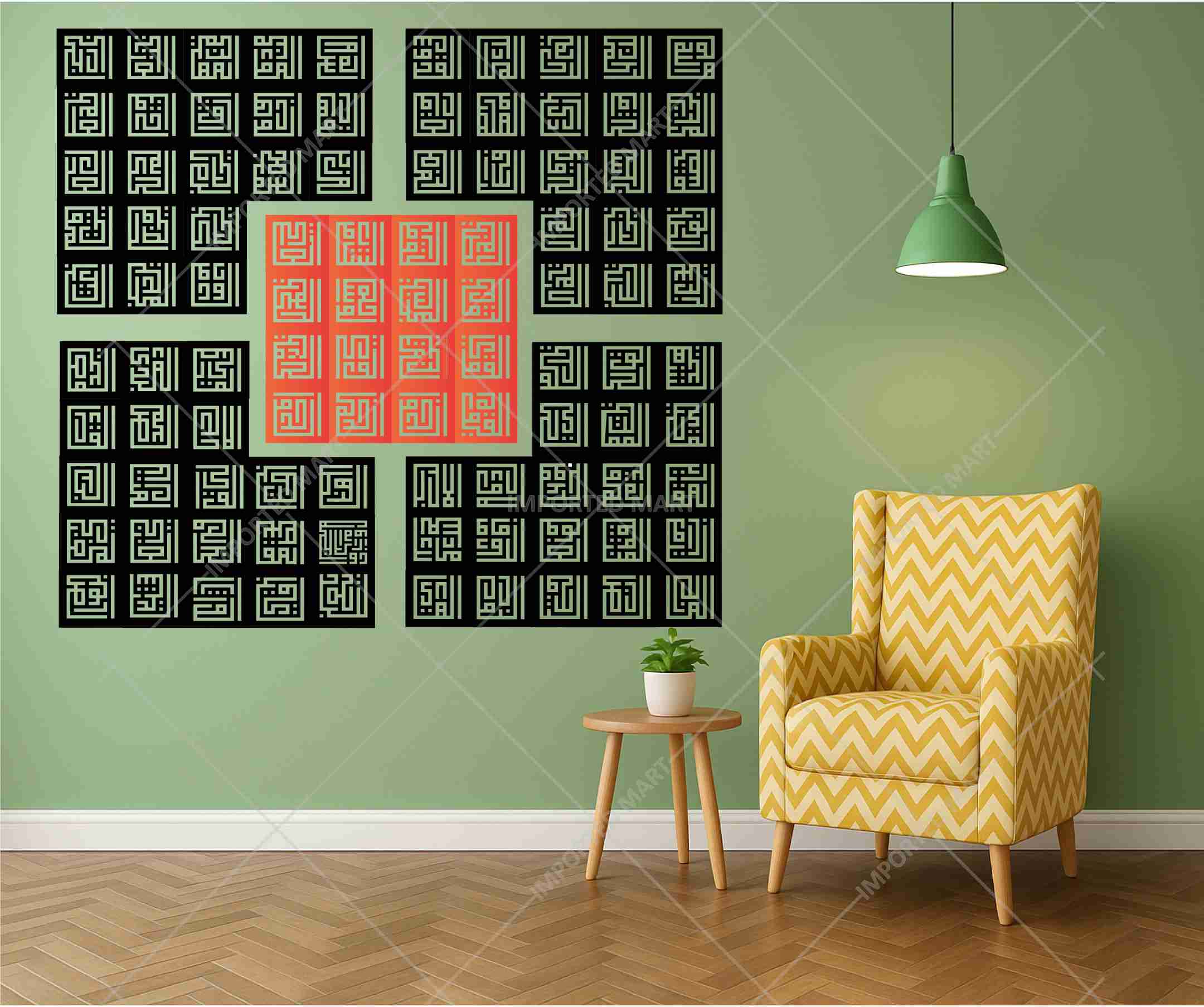 Arabic stencils Asma Ul Husna Kufic Style  , Canvas Painting , Wall painting ID#4273 - Image 2
