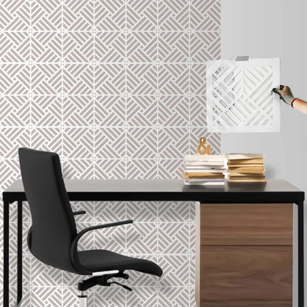 Art Deco Geometric Maze Stencil for Wall, Floor, Wood & Tile Decor – Reusable Linear Pattern – ID# 765 - Image 6