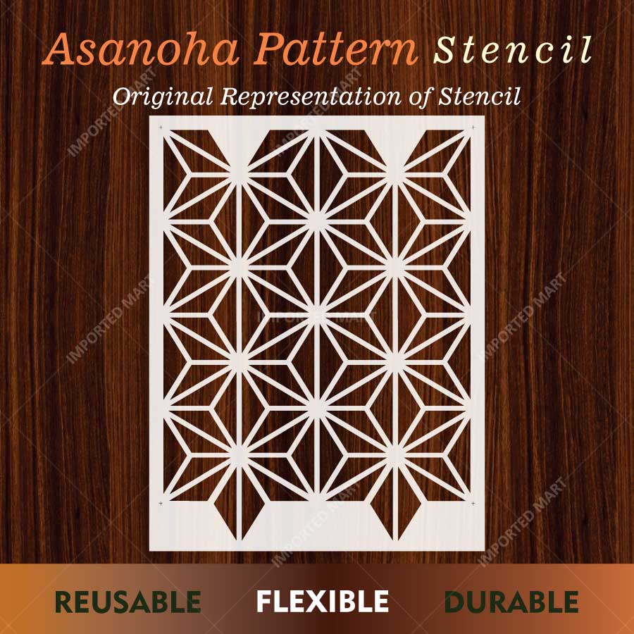 Asanoha Pattern Stencil for Wall, Floor & Furniture – Japanese Geometric Hemp Leaf Design – ID# 769 - Image 2