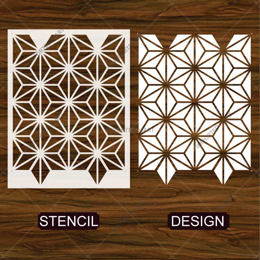 Asanoha Pattern Stencil for Wall, Floor & Furniture – Japanese Geometric Hemp Leaf Design – ID# 769 - Image 4
