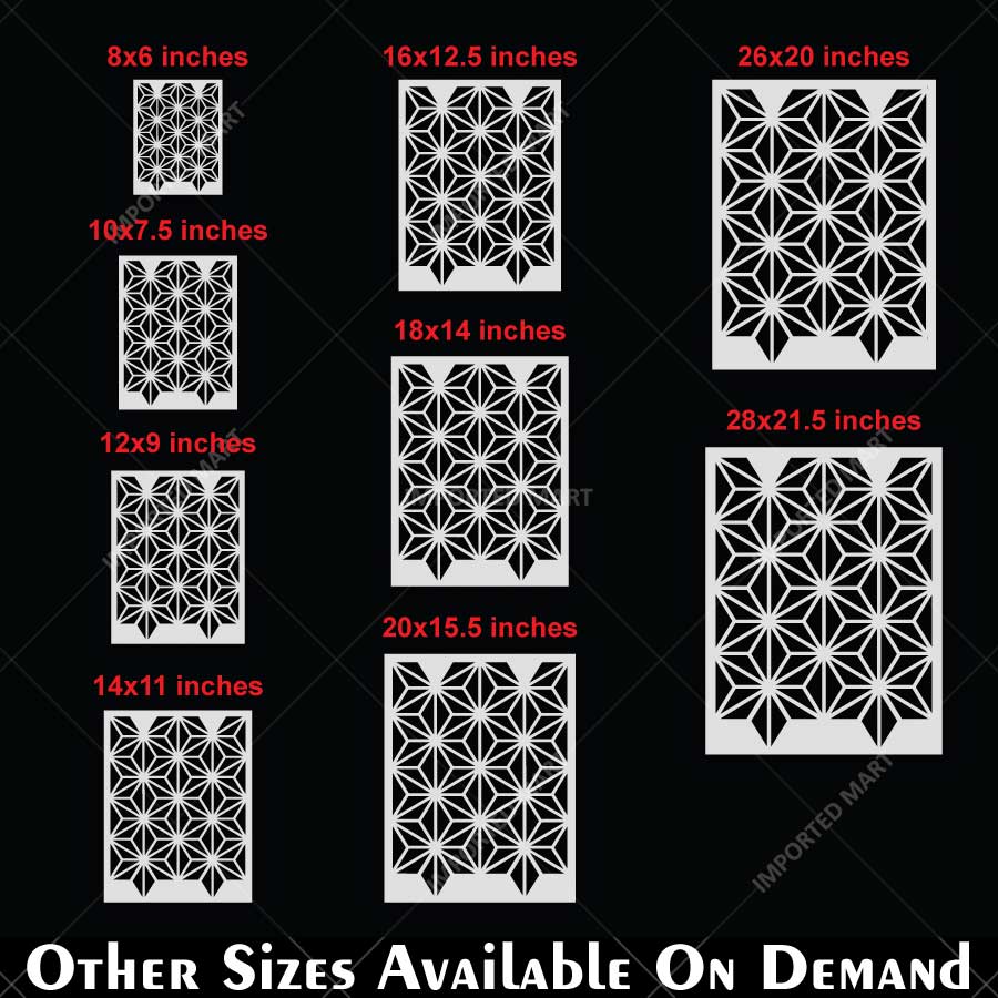Asanoha Pattern Stencil for Wall, Floor & Furniture – Japanese Geometric Hemp Leaf Design – ID# 769 - Image 5