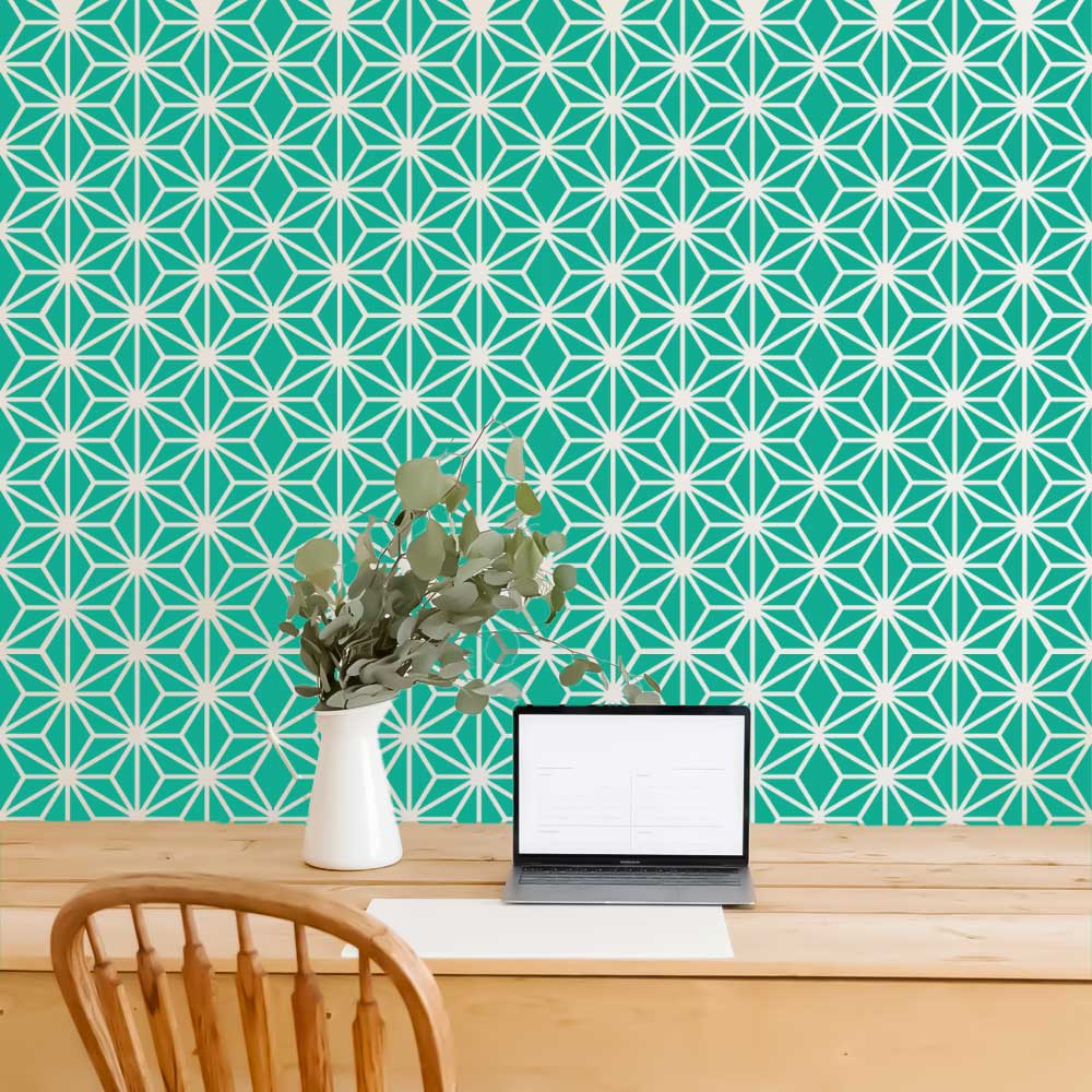 Asanoha Pattern Stencil for Wall, Floor & Furniture – Japanese Geometric Hemp Leaf Design – ID# 769 - Image 6