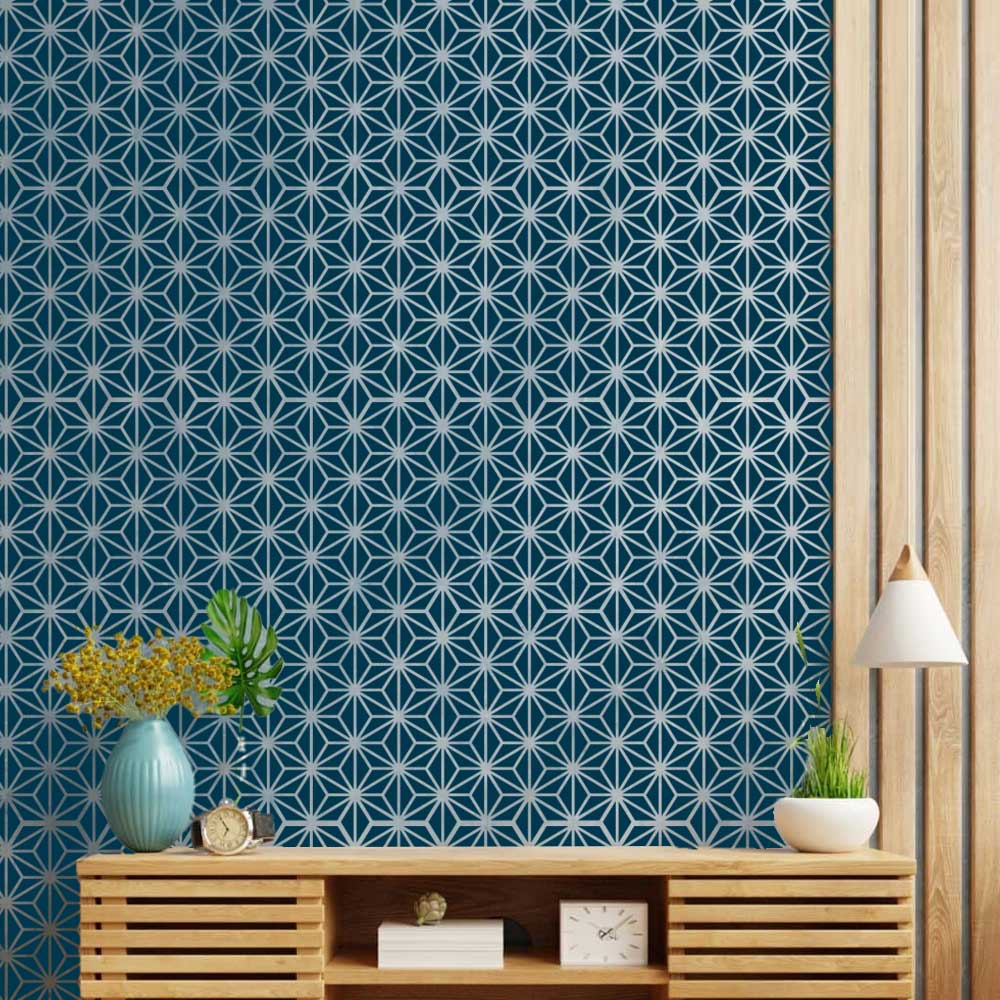 Asanoha Pattern Stencil for Wall, Floor & Furniture – Japanese Geometric Hemp Leaf Design – ID# 769 - Image 7