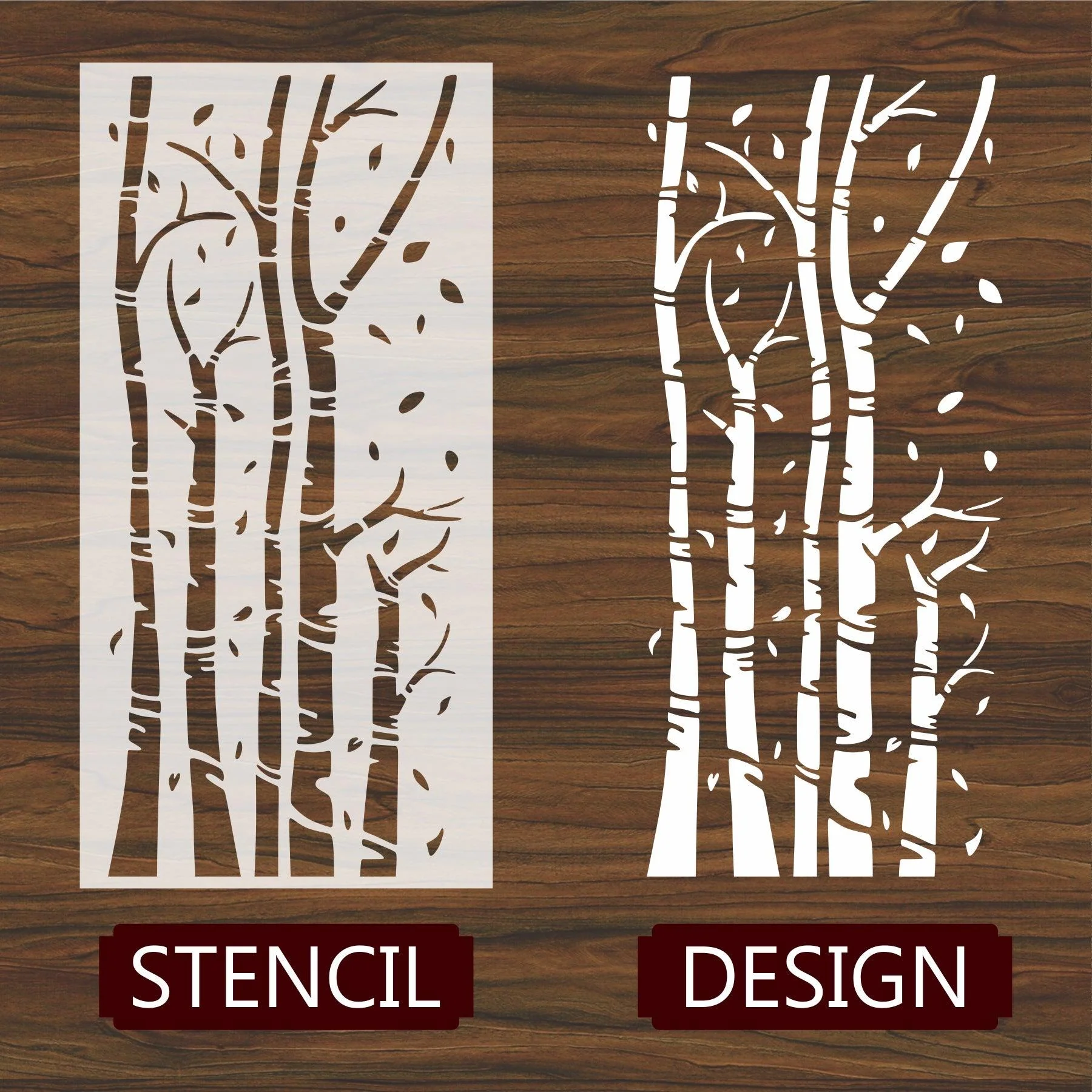 Bamboo Tree Reusable Stencil For Canvas And Wall Painting.ID#218 - Image 4