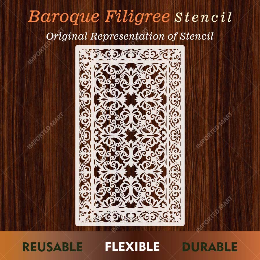 Baroque Filigree Wall & Furniture Stencil – Ornamental Vintage Scroll Pattern Design – ID# 747 - Image 3