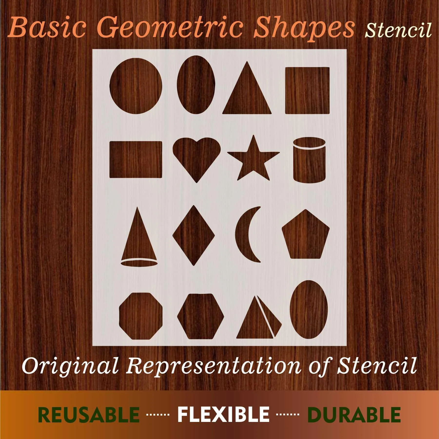 Basic Geomatric Shapes Reusable Stencil For Canvas And Wall Painting.ID#137 - Image 7