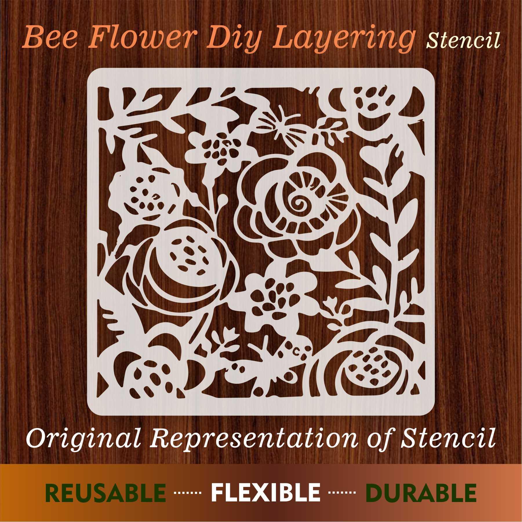 Bee Flower Diy Layering Reusable Stencil For Canvas And Wall Painting.ID#140 - Image 5
