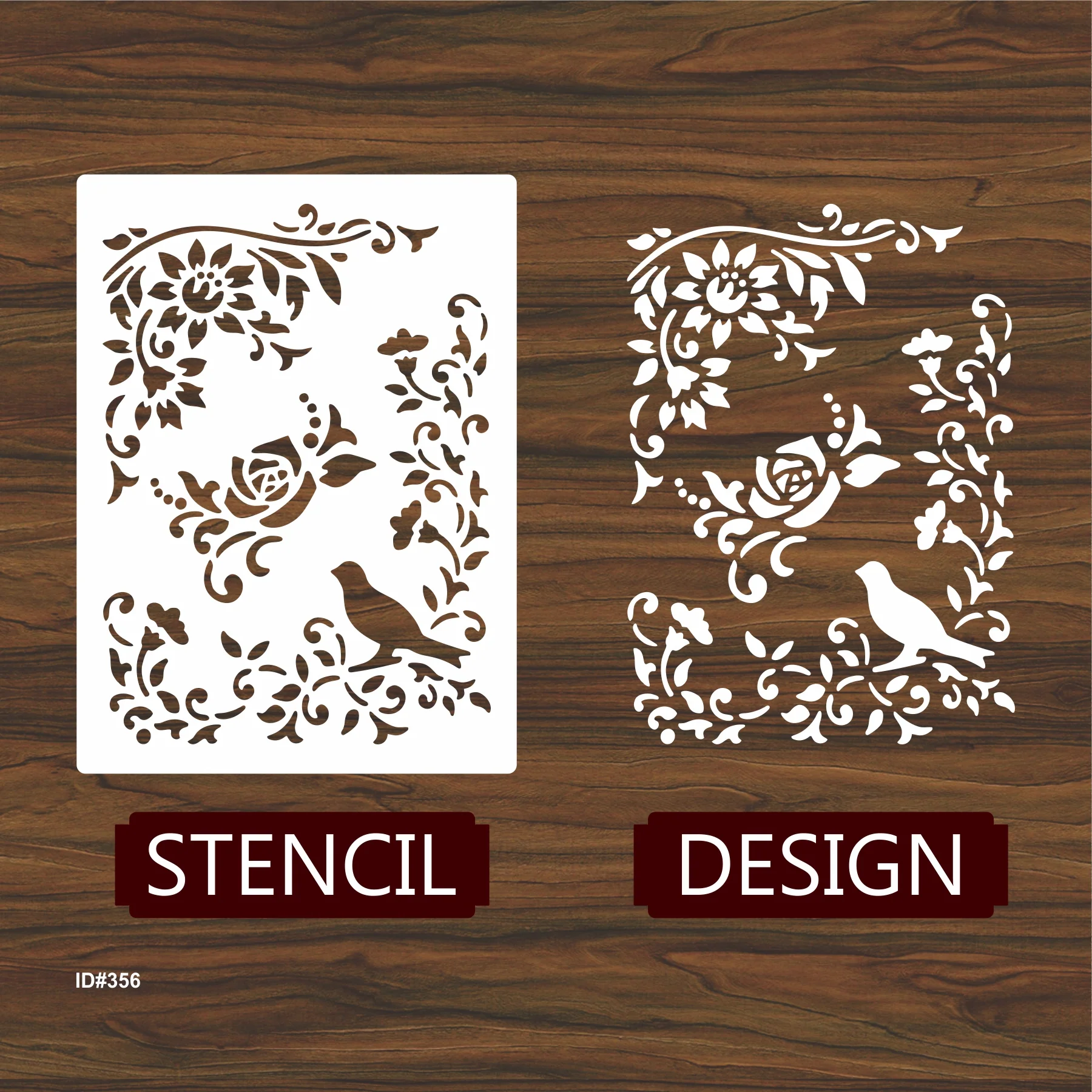 Bird Flower Stencil Painting Coloring Embossing Scrapbook Album Decorative Template. ID #356 - Image 3