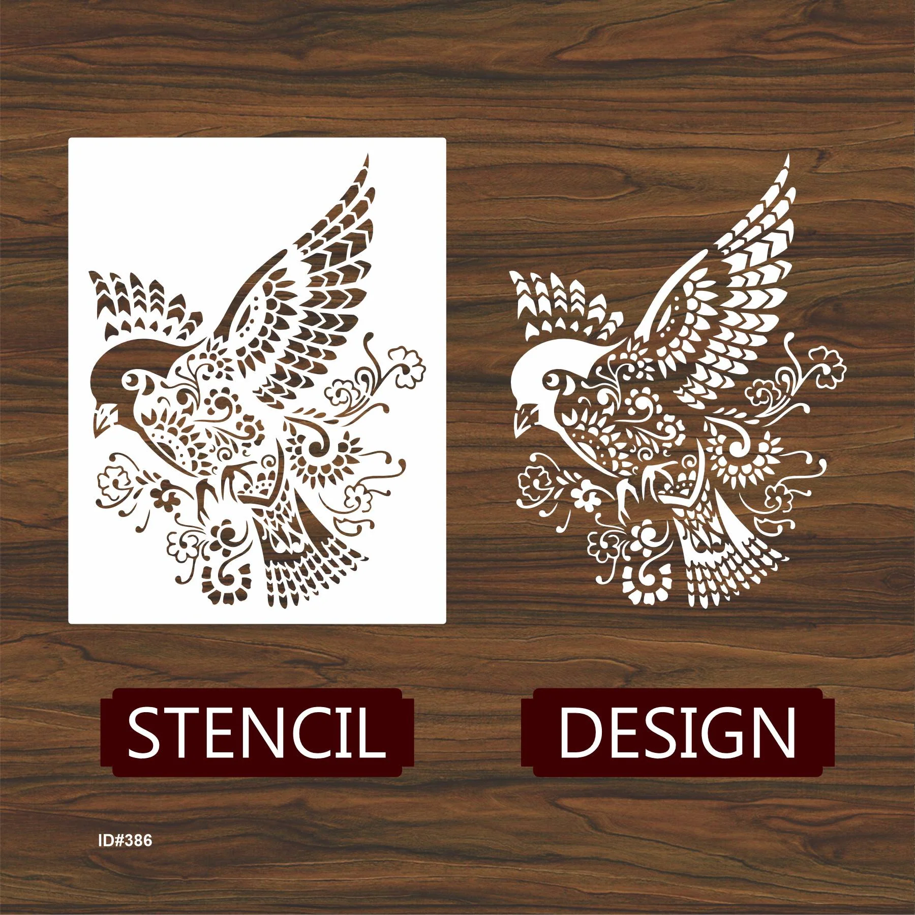Bird Mandala Stencil Wall Painting Scrapbook Coloring Embossing Album Decorative Paper Card Template. ID #386 - Image 4