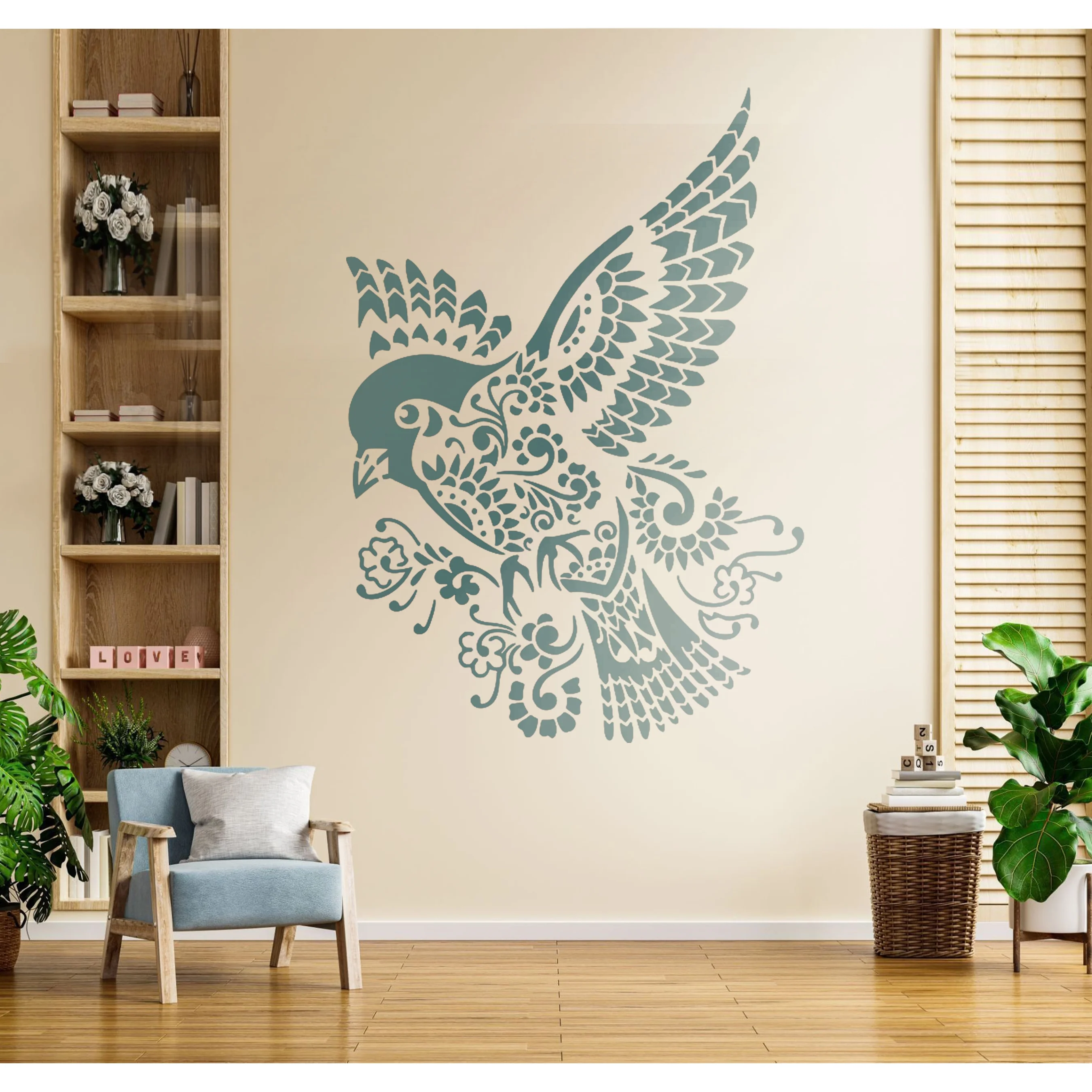 Bird Mandala Stencil Wall Painting Scrapbook Coloring Embossing Album Decorative Paper Card Template. ID #386 - Image 6