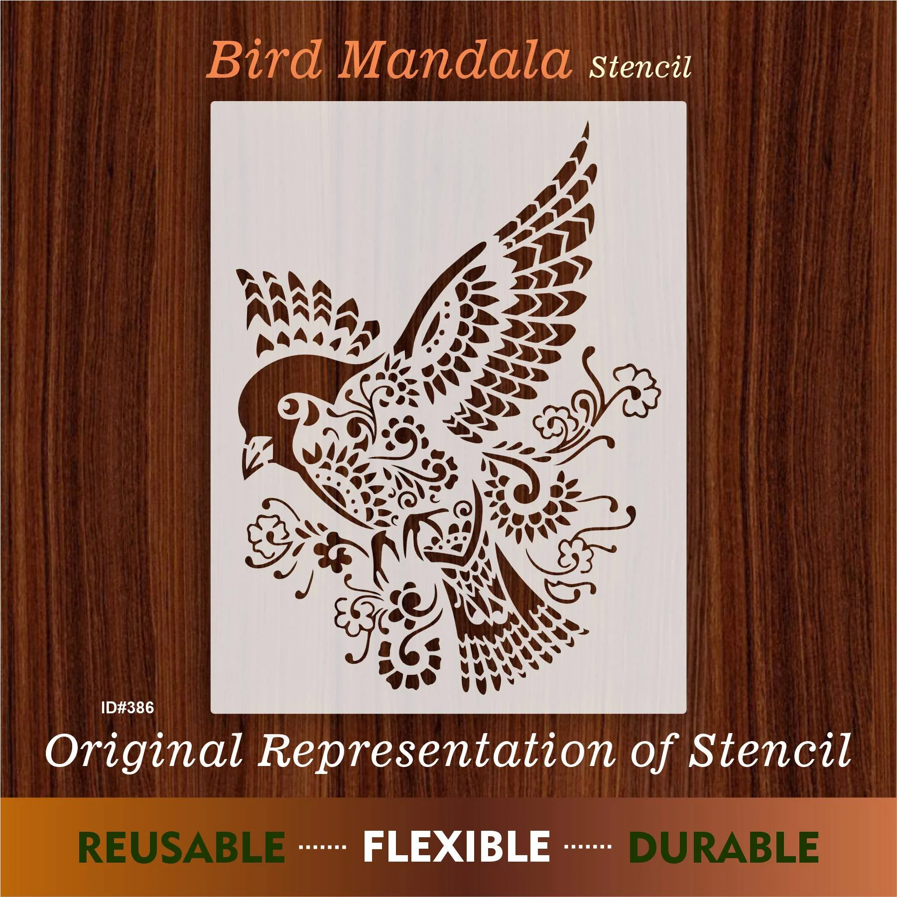 Bird Mandala Stencil Wall Painting Scrapbook Coloring Embossing Album Decorative Paper Card Template. ID #386 - Image 7