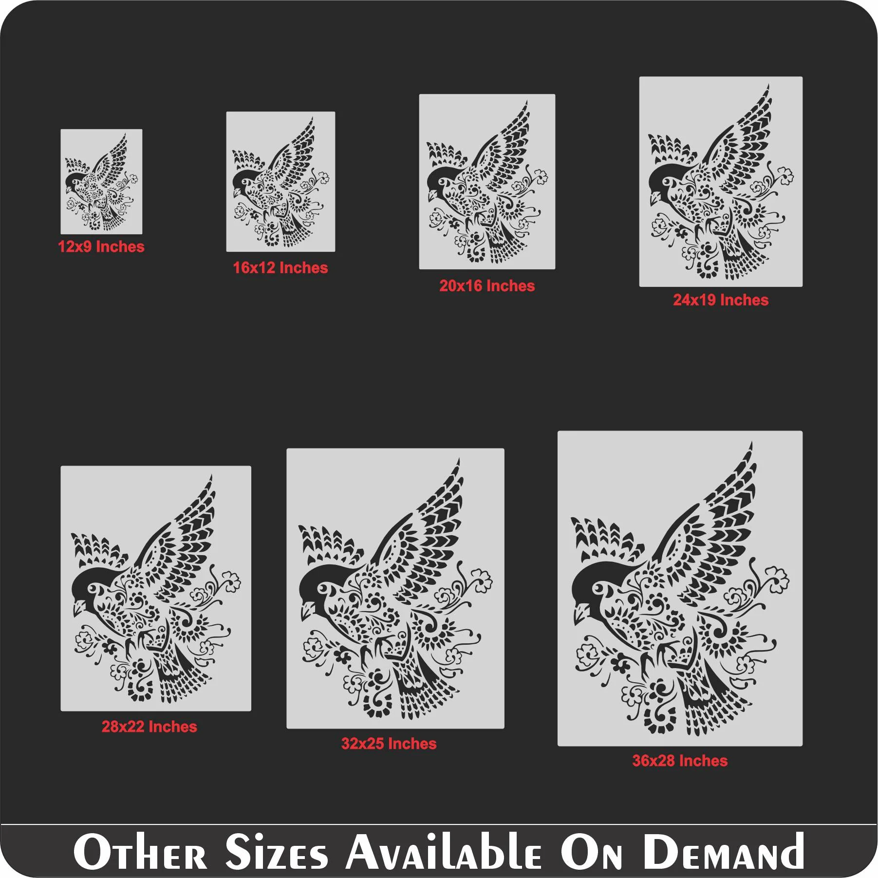 Bird Mandala Stencil Wall Painting Scrapbook Coloring Embossing Album Decorative Paper Card Template. ID #386 - Image 8