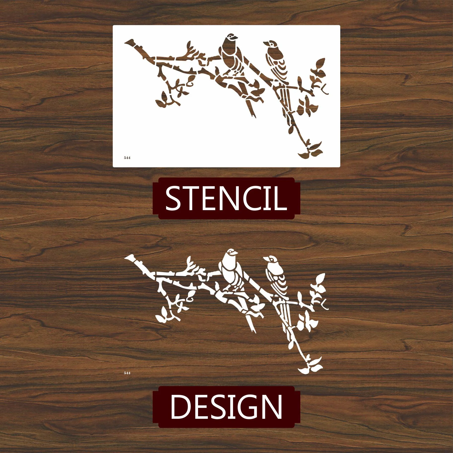 Bird on Tree Branch Wall Painting Scrapbook Coloring Embossing Album Decorative Template. ID #544 - Image 4