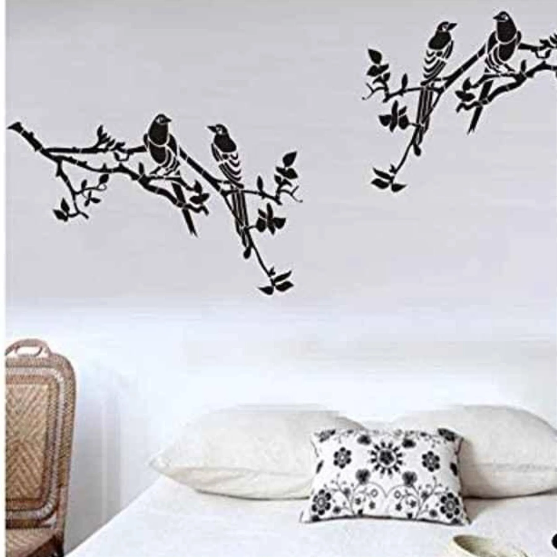 Bird on Tree Branch Wall Painting Scrapbook Coloring Embossing Album Decorative Template. ID #544 - Image 5