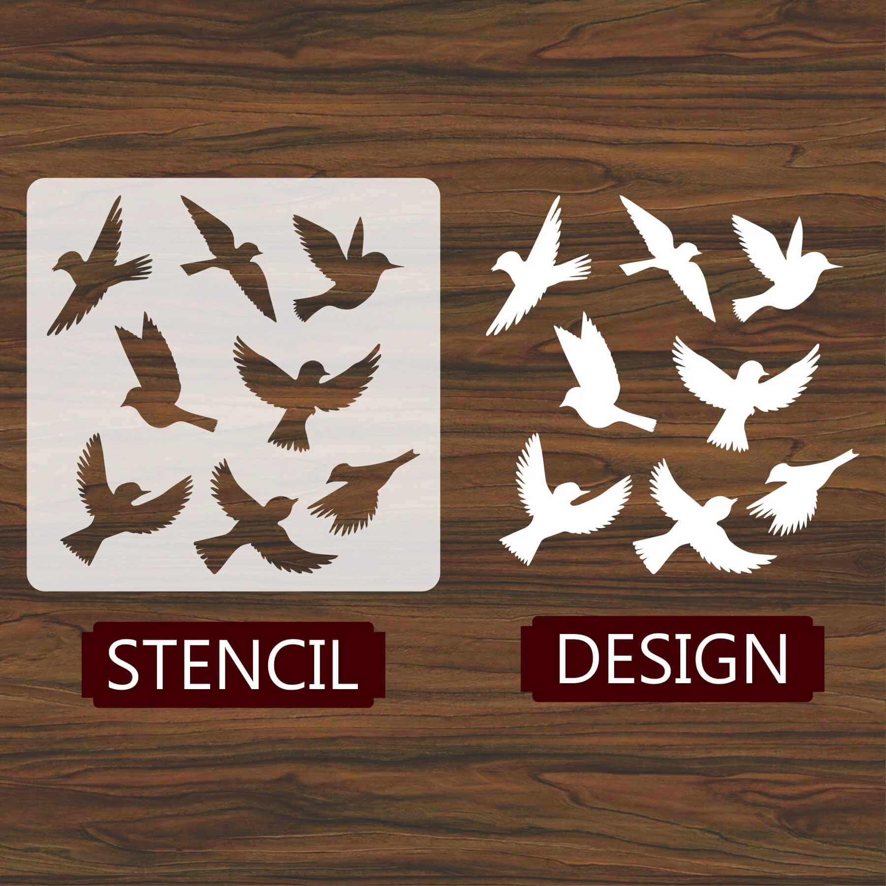 Birds Flying Reusable Stencil For Canvas And Wall Painting.ID#231 - Image 4