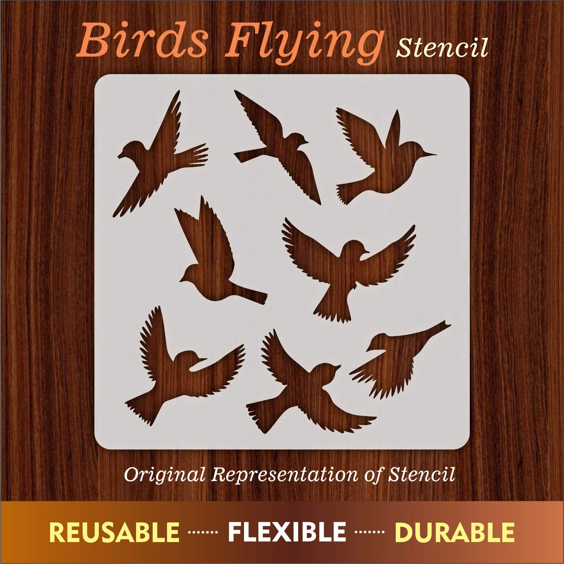 Birds Flying Reusable Stencil For Canvas And Wall Painting.ID#231 - Image 7