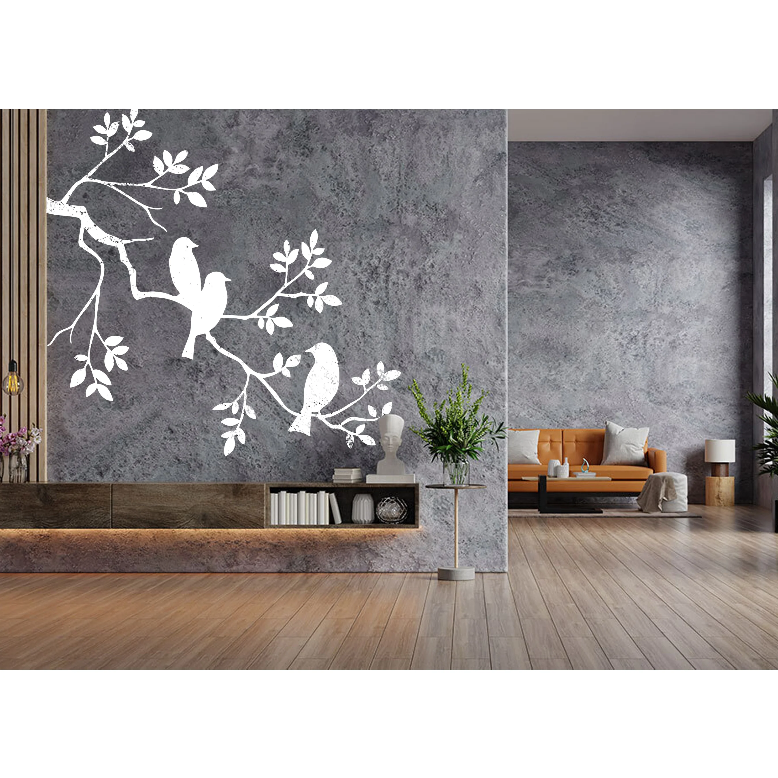 Birds On A Branch Wall Stencil Used for Wall, Wood, Fabrics Decoration Card Template. ID #508