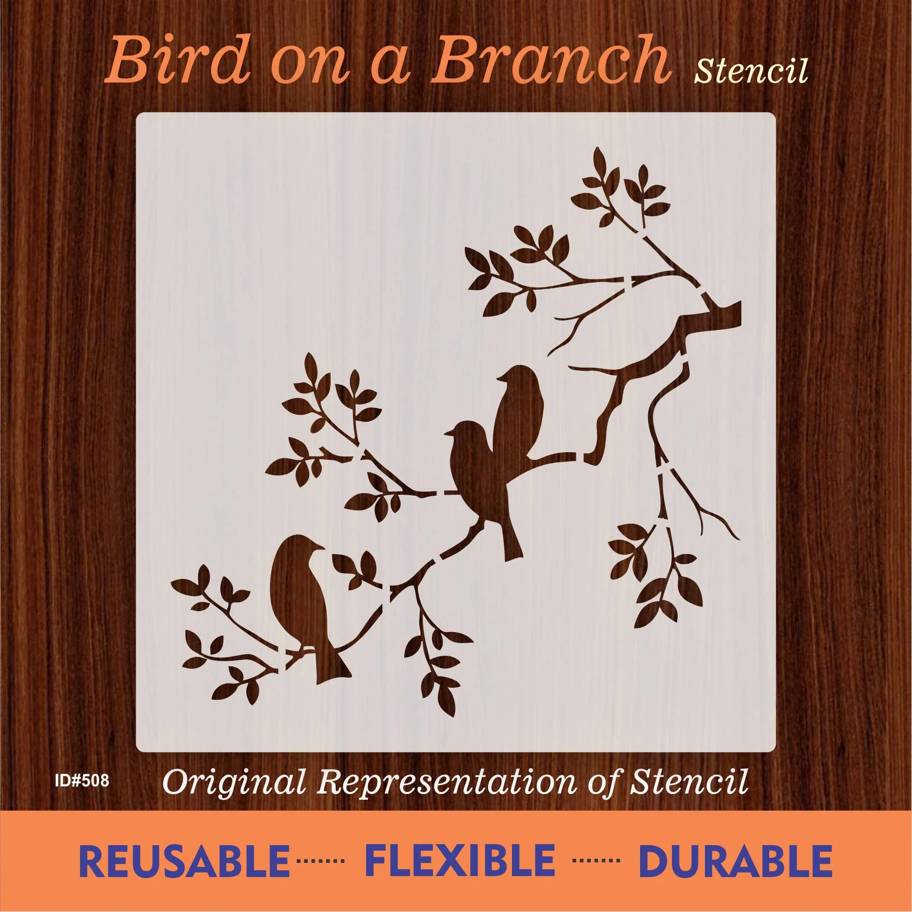 Birds On A Branch Wall Stencil Used for Wall, Wood, Fabrics Decoration Card Template. ID #508 - Image 6
