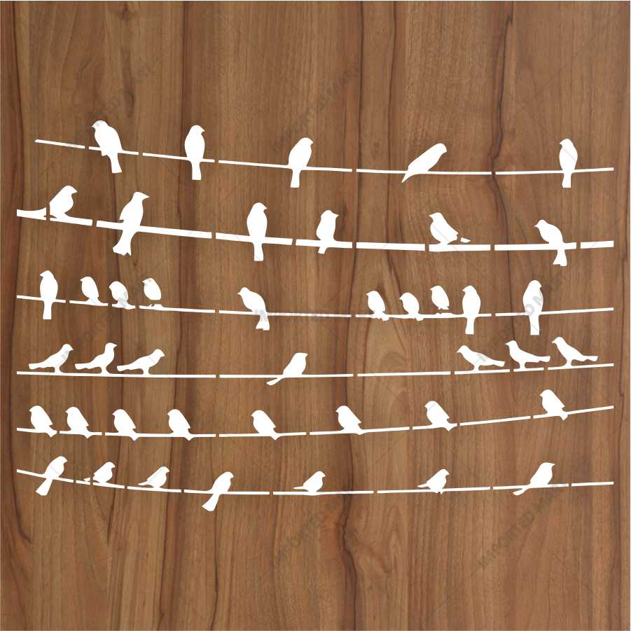 Birds Sitting Stencil for Wall, Wood & Fabric Art – Flying Bird Line Design – ID# 658 - Image 4