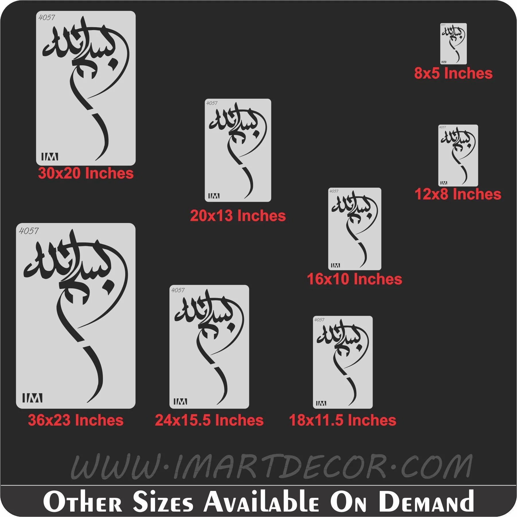 Bismillah Calligraphy Islamic Reusable Stencil for Canvas and wall painting.ID#4057 - Image 7