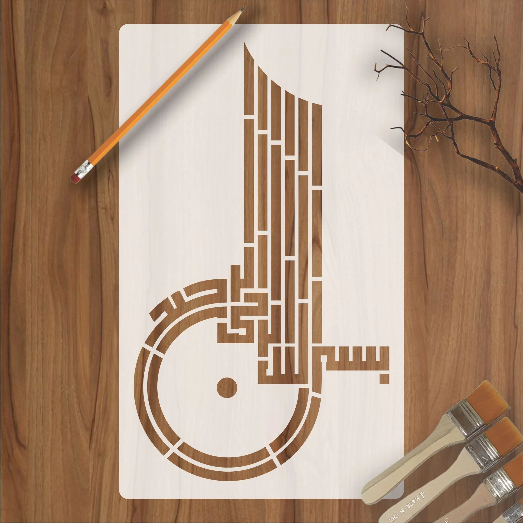 Bissmillah Calligraphy Islamic Reusable Stencil for Canvas and wall painting.ID#4148