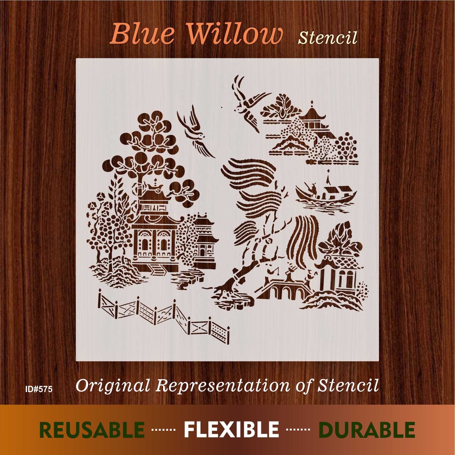 Blue Willow Story Theme Stencils Template Wall Scrapbooking Painting Photo Album Decor Embossing Paper Card Craft. ID #575 - Image 2