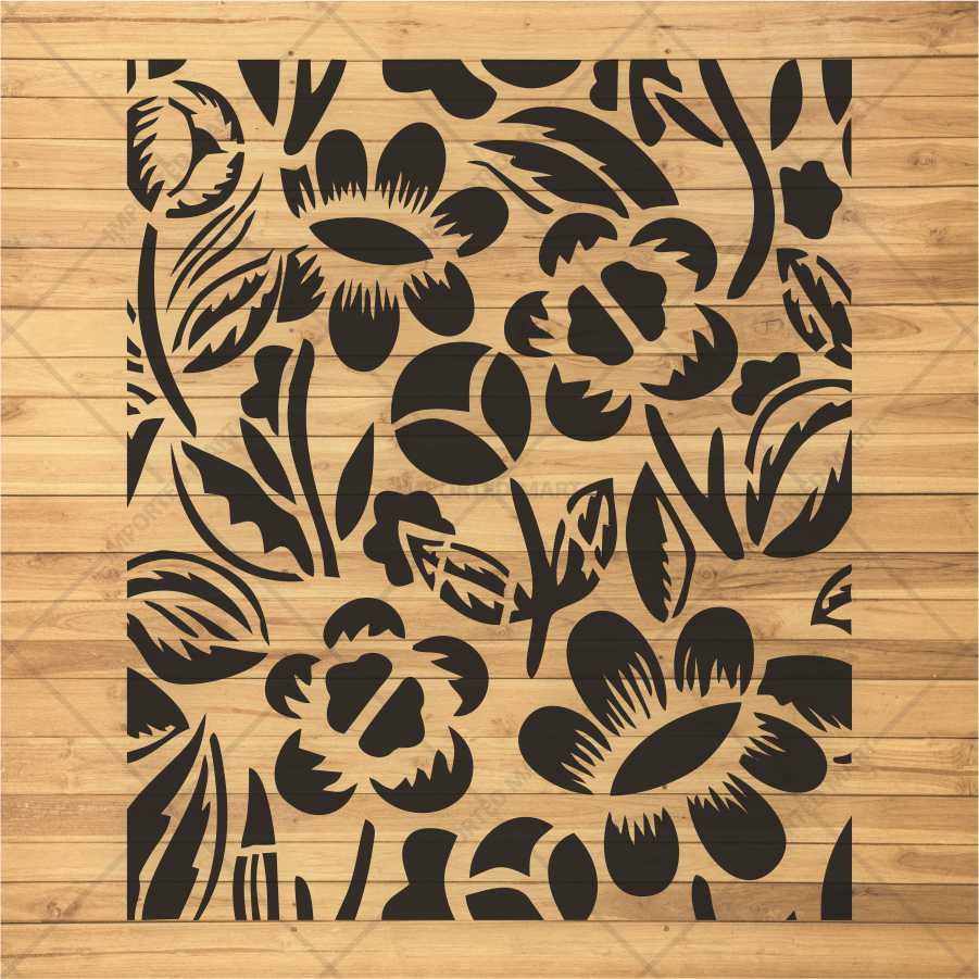 Bold Wildflower Stencil for Wall, Wood & Fabric Art – Handcut Floral Garden Design – ID# 688 - Image 2