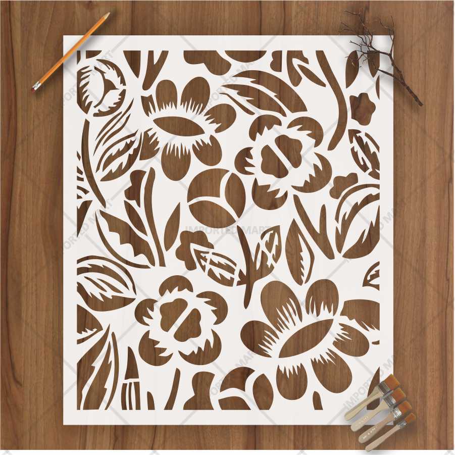 Bold Wildflower Stencil for Wall, Wood & Fabric Art – Handcut Floral Garden Design – ID# 688 - Image 3