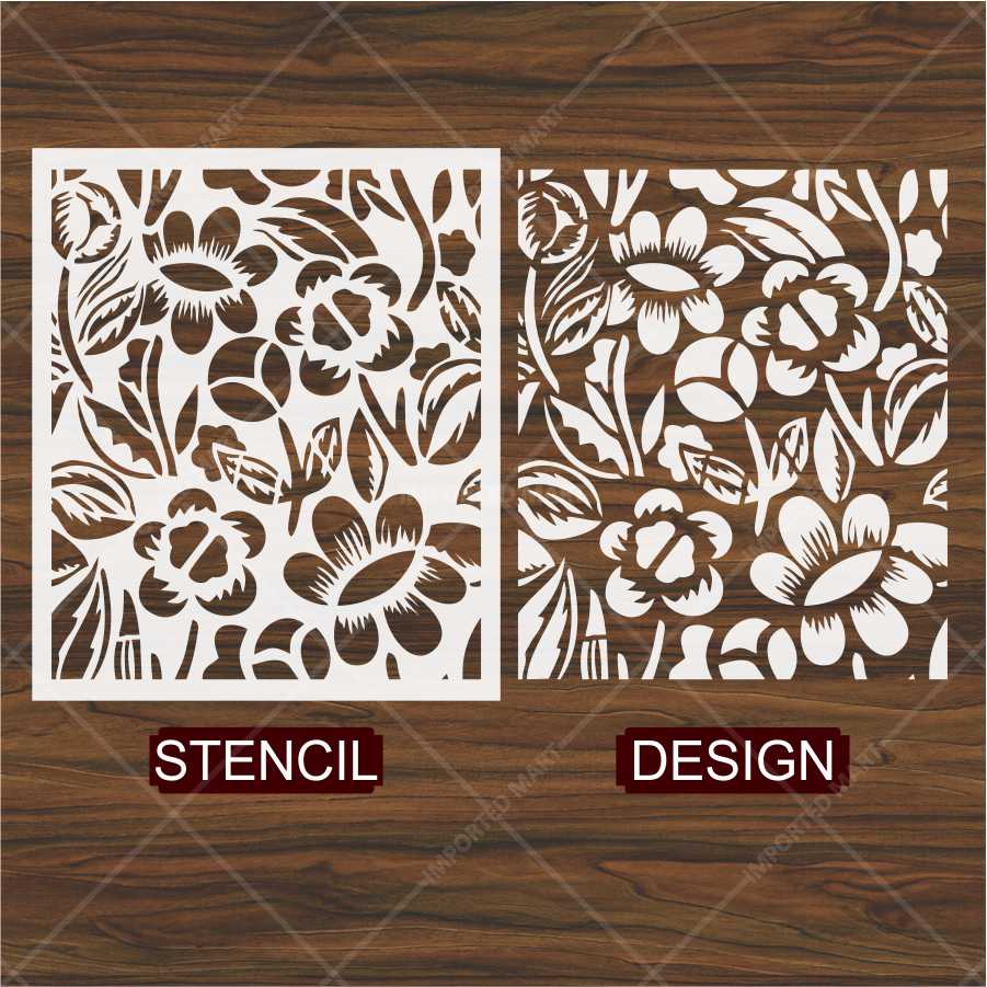Bold Wildflower Stencil for Wall, Wood & Fabric Art – Handcut Floral Garden Design – ID# 688 - Image 4