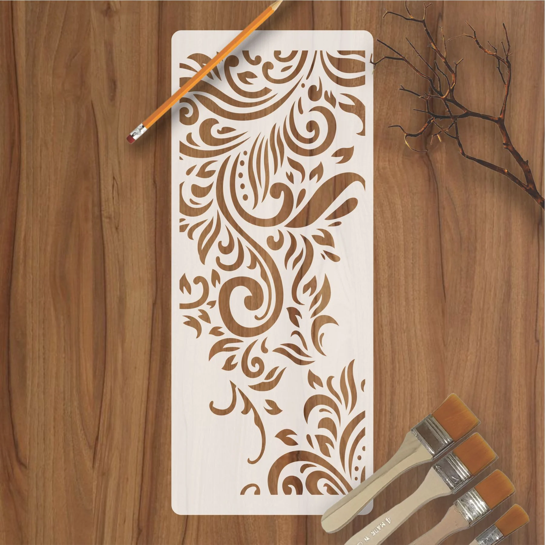 Border Flower Reusable Stencil For Canvas And Wall Painting.ID#225