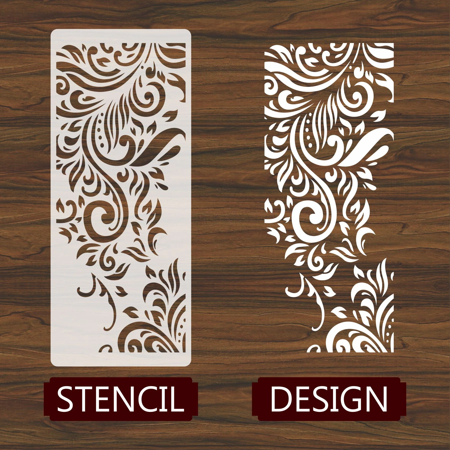 Border Flower Reusable Stencil For Canvas And Wall Painting.ID#225 - Image 4