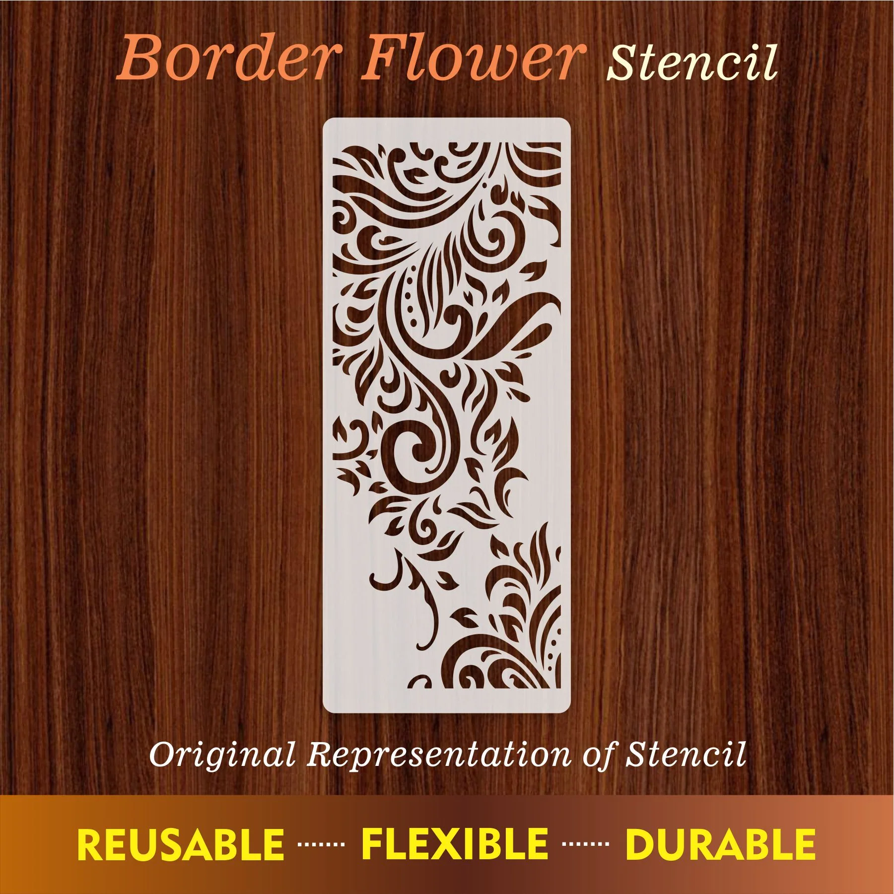 Border Flower Reusable Stencil For Canvas And Wall Painting.ID#225 - Image 6