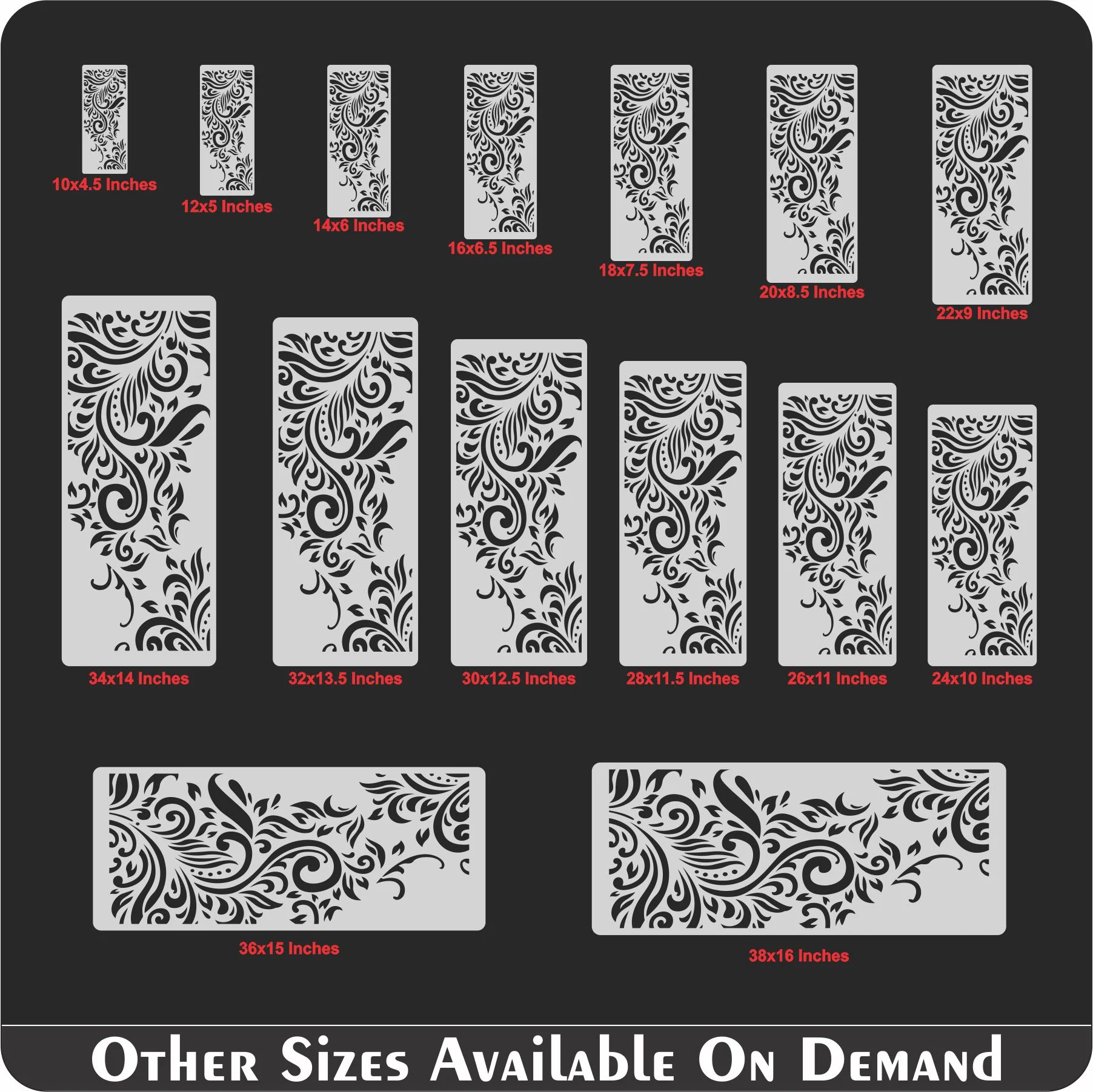 Border Flower Reusable Stencil For Canvas And Wall Painting.ID#225 - Image 7