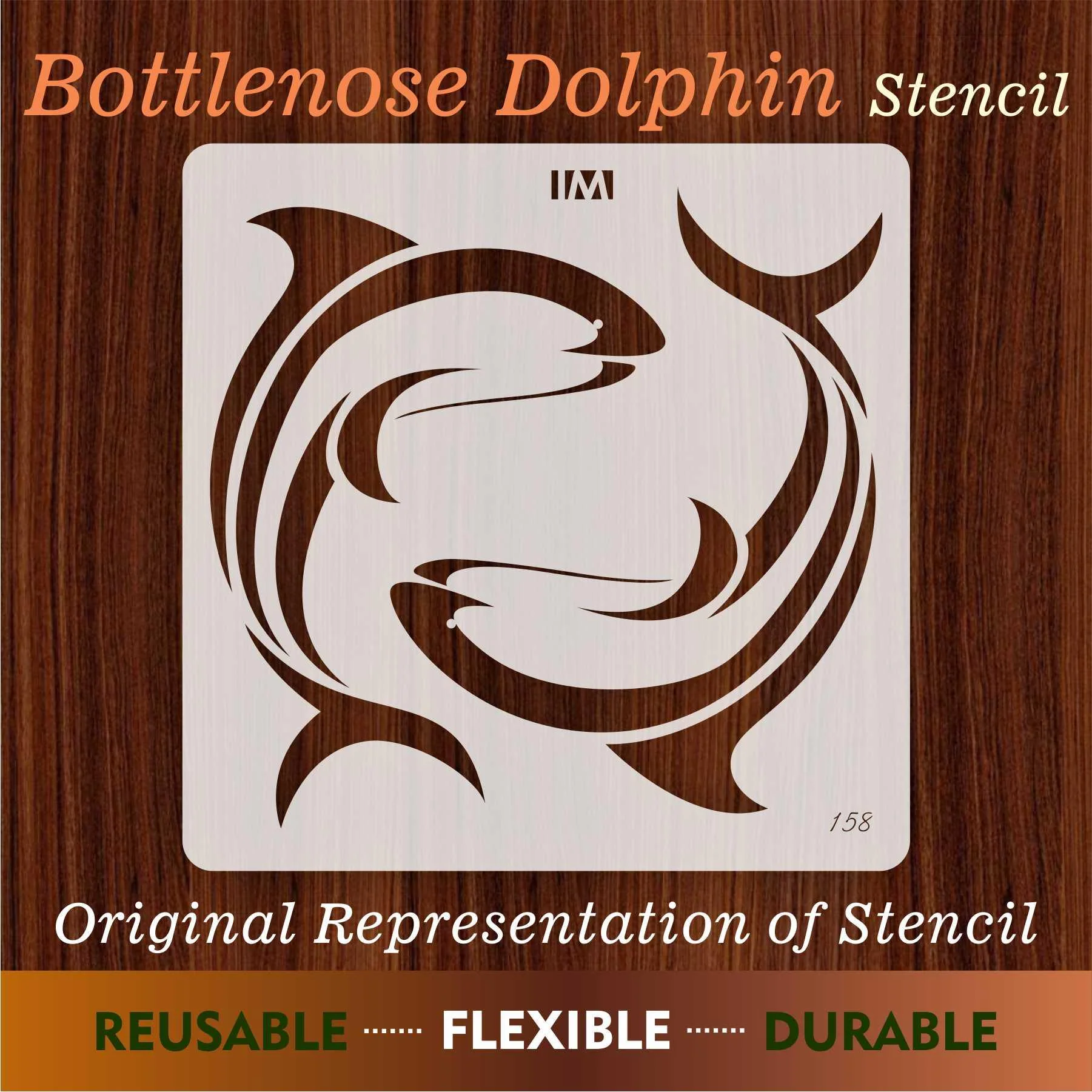 Bottlenose Dolphin Reusable Stencil for Canvas and wall painting.ID#158 - Image 6