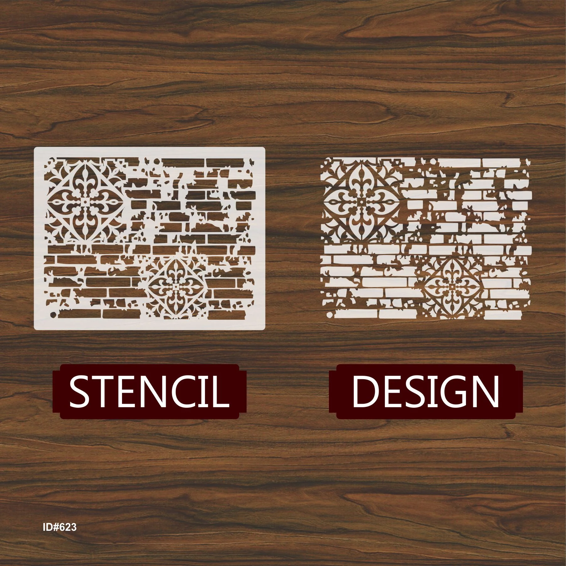 Brick and Damask Stencil Wall Painting Scrapbook Coloring Embossing Album Decorative Paper Card Template ID# 623 - Image 3