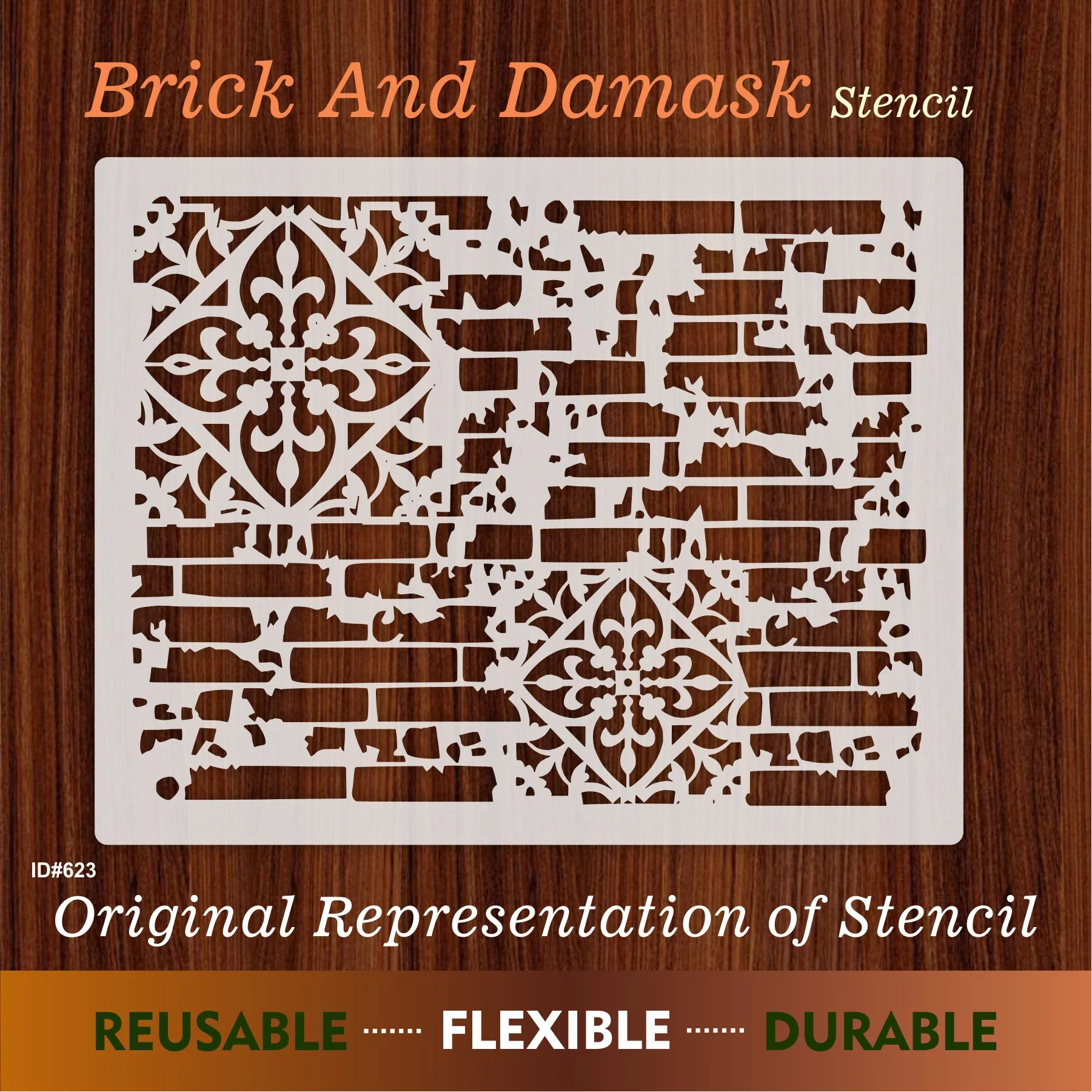 Brick and Damask Stencil Wall Painting Scrapbook Coloring Embossing Album Decorative Paper Card Template ID# 623 - Image 4