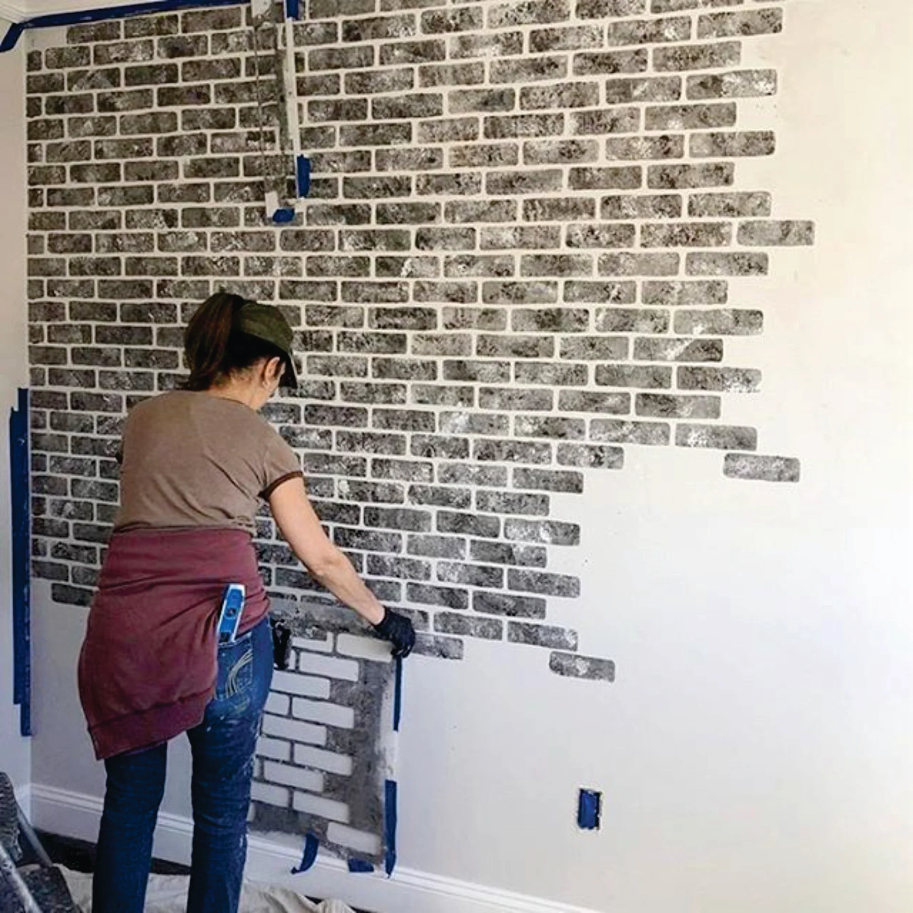 Brick Wall Pattren Reusable Stencil For Canvas And Wall Painting.ID #348 - Image 3